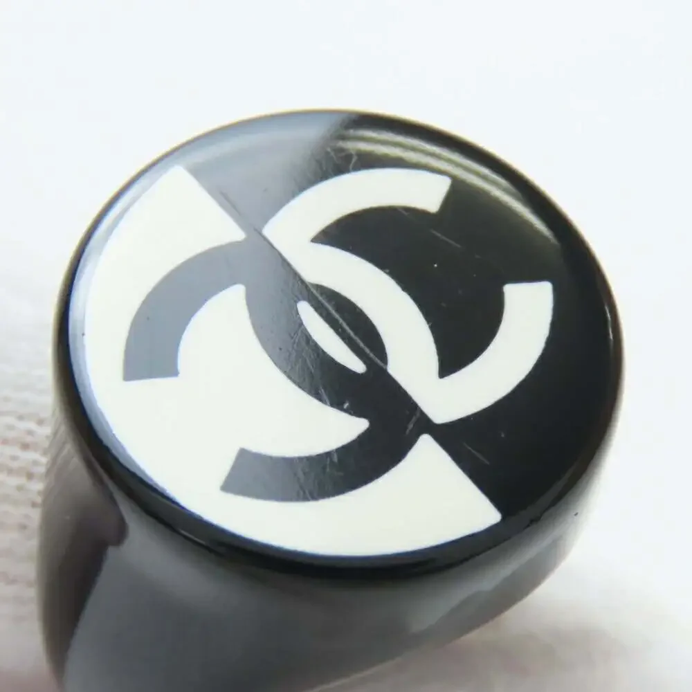 CHANEL Black Logo Ring